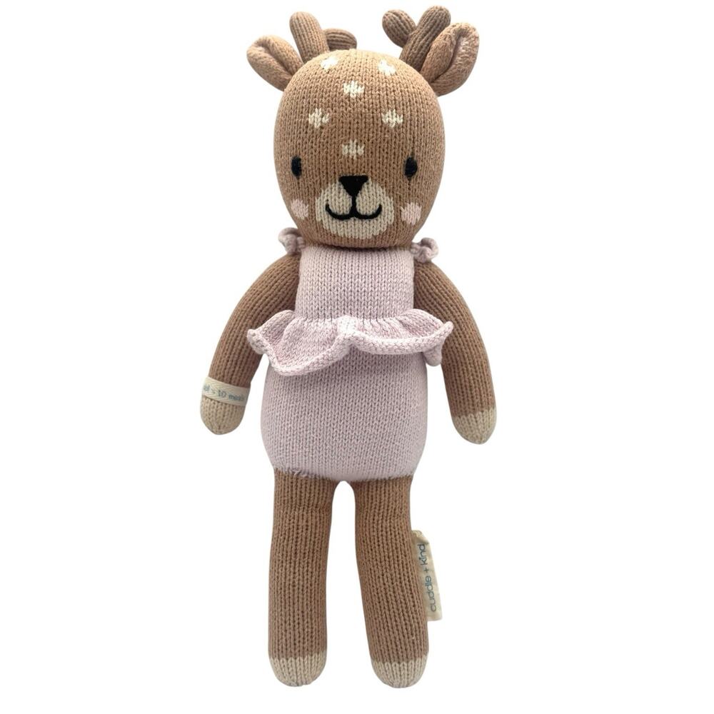 Cuddle + Kind Violet the Fawn Deer Plush Knit Stuffed Animal 14" Handmade Peru